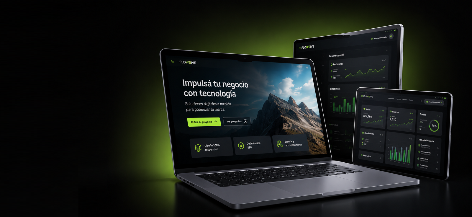 Banner principal de FLOW5IVE con productos digitales